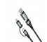 Cablu Date si Incarcare USB Type-C / USB la USB Type-C / Lightning Dudao L20xs, 65W, 1 m, 4in1, Gri 