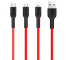 Cablu Incarcare USB-A - Lightning / microUSB / USB-C HOCO U31 Benay, 18W, 1.2m, Rosu