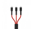 Cablu Incarcare USB-A - Lightning / microUSB / USB-C HOCO U31 Benay, 18W, 1.2m, Rosu