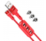 Cablu Incarcare USB la Lightning / USB Type-C / MicroUSB HOCO Sunway U98, 1.2 m, Magnetic, 3in1, 2,4A, Rosu 