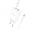 Incarcator Retea cu cablu Lightning Borofone BN4 Potential, Quick Charge, 20W, 1 X USB - 1 X USB Type-C, Alb 
