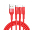 Cablu Incarcare USB la Lightning / USB Type-C / MicroUSB HOCO X26 Xpress, 1 m, Rosu 