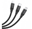Cablu Incarcare USB la Lightning / USB Type-C / MicroUSB HOCO U104, 1.2 m, 6A, Negru 