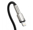 Cablu Date si Incarcare USB Type-C la Lightning Baseus Cafule Series Metal, 0.25 m, PD 20W, Negru CATLJK-01 
