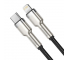 Cablu Date si Incarcare USB Type-C la Lightning Baseus Cafule Series Metal, 2 m, PD 20W, Negru CATLJK-B01 