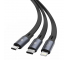 Cablu Incarcare USB la Lightning / USB Type-C / MicroUSB Baseus Bright Mirror, 1.2 m, 3.5A, Negru CAMLT-MJ01 