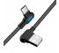 Cablu Date si Incarcare USB la USB Type-C SiGN Angled, 1 m, 3A, LED, Forma L, Negru USBCURVED1MBLK 