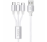 Cablu Incarcare USB la Lightning / USB Type-C / MicroUSB SiGN 3in1, 0.25 m, 3A, Alb SN-3IN1CABWH 