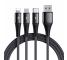 Cablu Incarcare USB la Lightning / USB Type-C / MicroUSB SiGN 3in1, 1.2 m, 3A, Negru SN-1230G4 