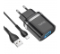 Incarcator Retea cu Cablu Lightning HOCO N1, 12W, 2.4A, 1 x USB-A, Negru