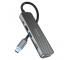 Hub USB-C HOCO HB24 Easy Display, USB-A 3.0 - USB-A - USB-C - HDMI - SD - microSD, Negru