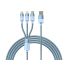 Cablu Incarcare USB-A - Lightning / microUSB / USB-C Baseus StarSpeed, 18W, 1.2m, Albastru 