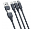 Cablu Incarcare USB-A / USB-C - Lightning / microUSB / USB-C 3MK Hyper, 12W, 1.5m, Negru 