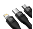 Cablu Incarcare USB-A / USB-C - Lightning / microUSB / USB-C Baseus Flash Series II, 100W, 1.2m, Negru CASS030101