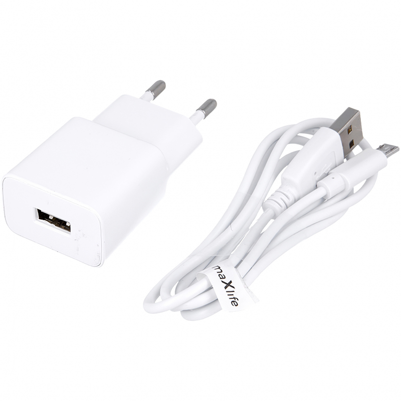 Incarcator Retea Cu Cablu microUSB MaXlife MXTC-01, 10.5W, 2.1A, 1 x USB-A, Alb