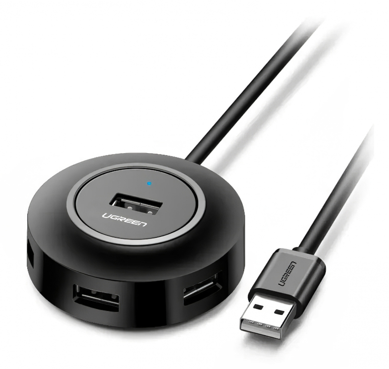 Hub USB UGREEN CR106, 4 x USB-A, 1m, Negru