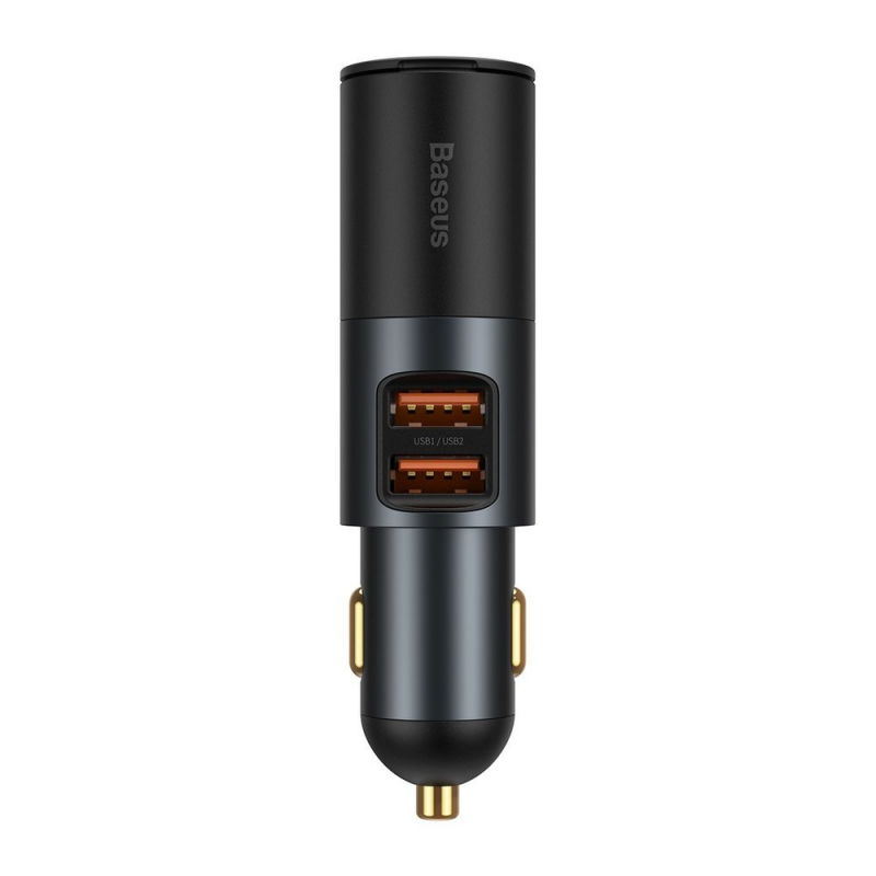 Incarcator Auto Baseus Share Together, 120W, 3A, 1 x Extensie Bricheta - 2 x USB-A, Negru CCBT-D0G