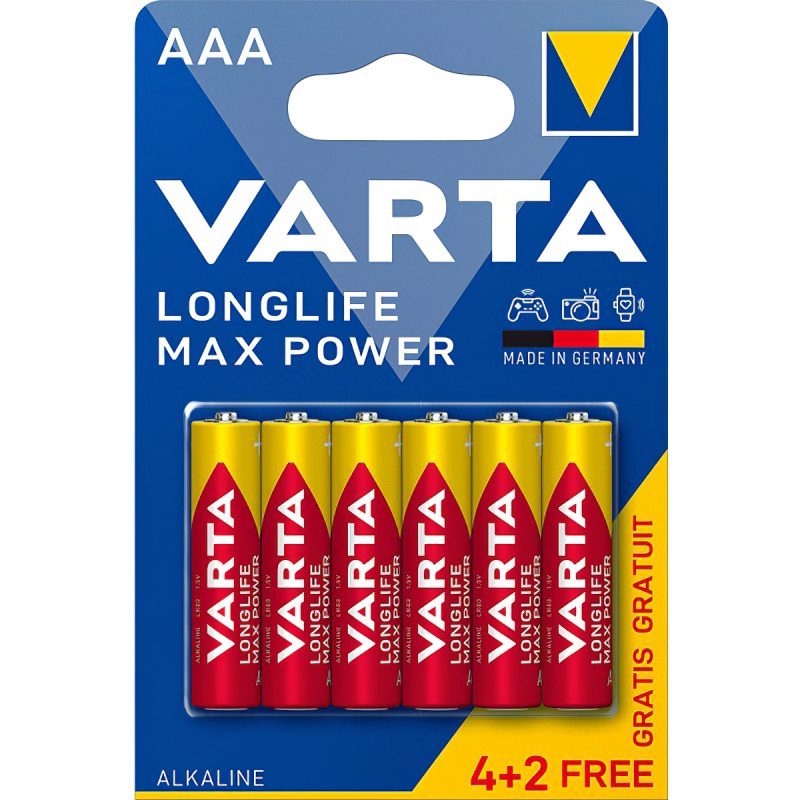 Baterie Varta Longlife Max Power, AAA / LR03 / 1.5V, Set 6 bucati 