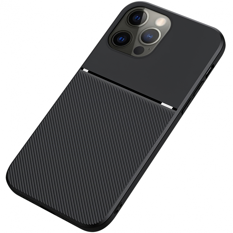 Husa Piele Ecologica OEM Elegance Carbon pentru Samsung Galaxy A13, Neagra 
