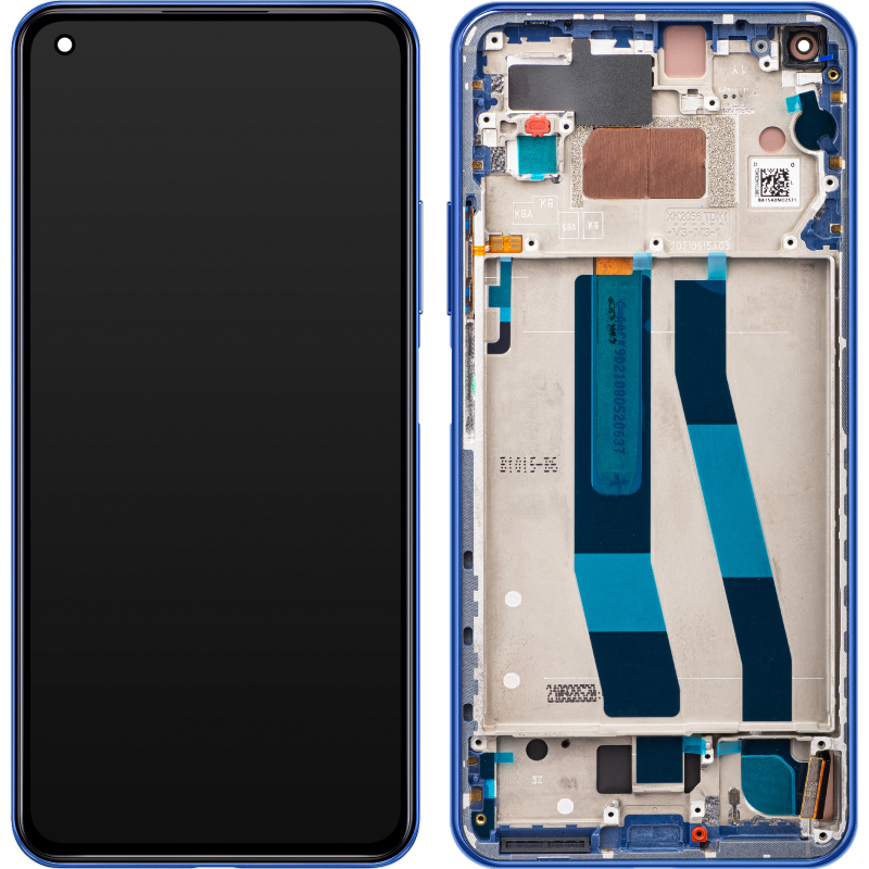 Display - Touchscreen Xiaomi 11 Lite 5G NE, Cu Rama, Albastru (Bubblegum Blue), Service Pack 5600050K9D00 