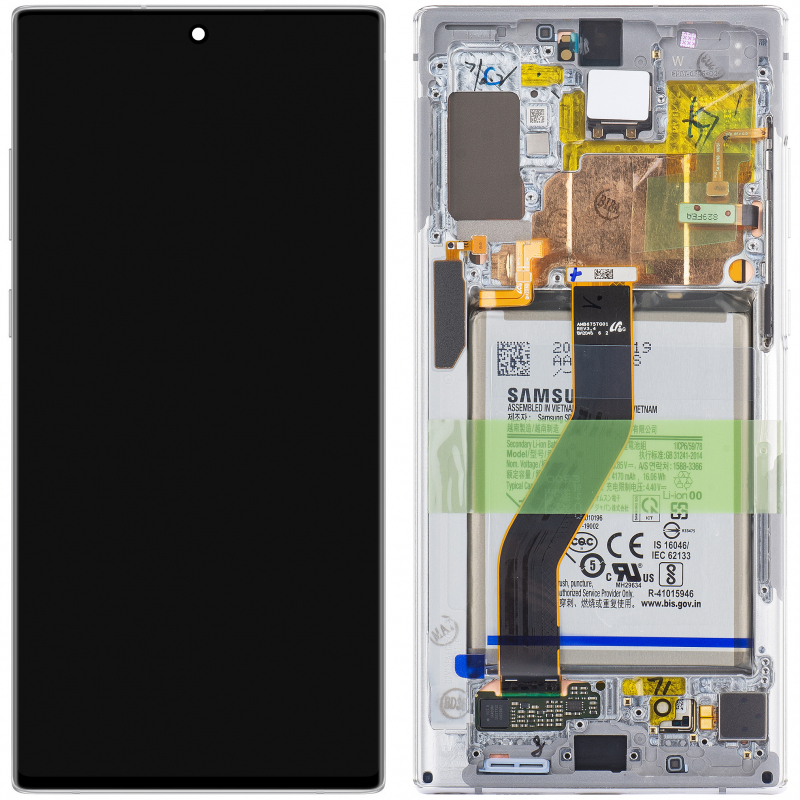Display cu Touchscreen Samsung Galaxy Note 10+ N975, cu Rama si Acumulator, Argintiu (Aura White), Service Pack GH82-20841B