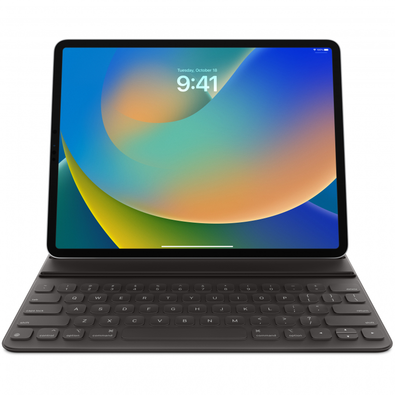 Husa Cu Tastatura Apple iPad Pro 12.9 (2022) / Pro 12.9 (2021) / Pro 12.9 (2020) / Pro 12.9 (2018), Smart Keyboard Folio, Layout Qwerty Romania, Neagra MU8H2RO/A