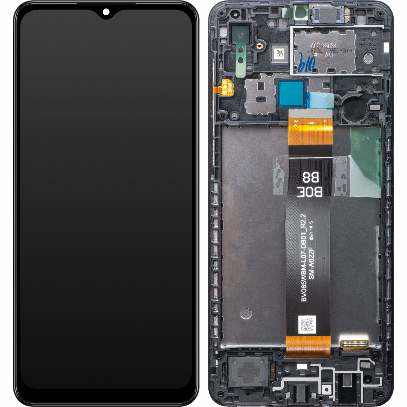 Display cu Touchscreen Samsung Galaxy A02 A022, cu Rama, Negru, Resigilat (Service Pack) GH82-25249A 