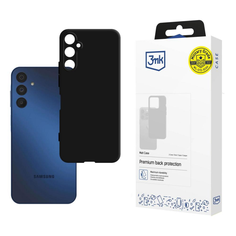 Husa pentru Samsung Galaxy A15 5G A156 / A15 A155, 3MK, Matt, Neagra 