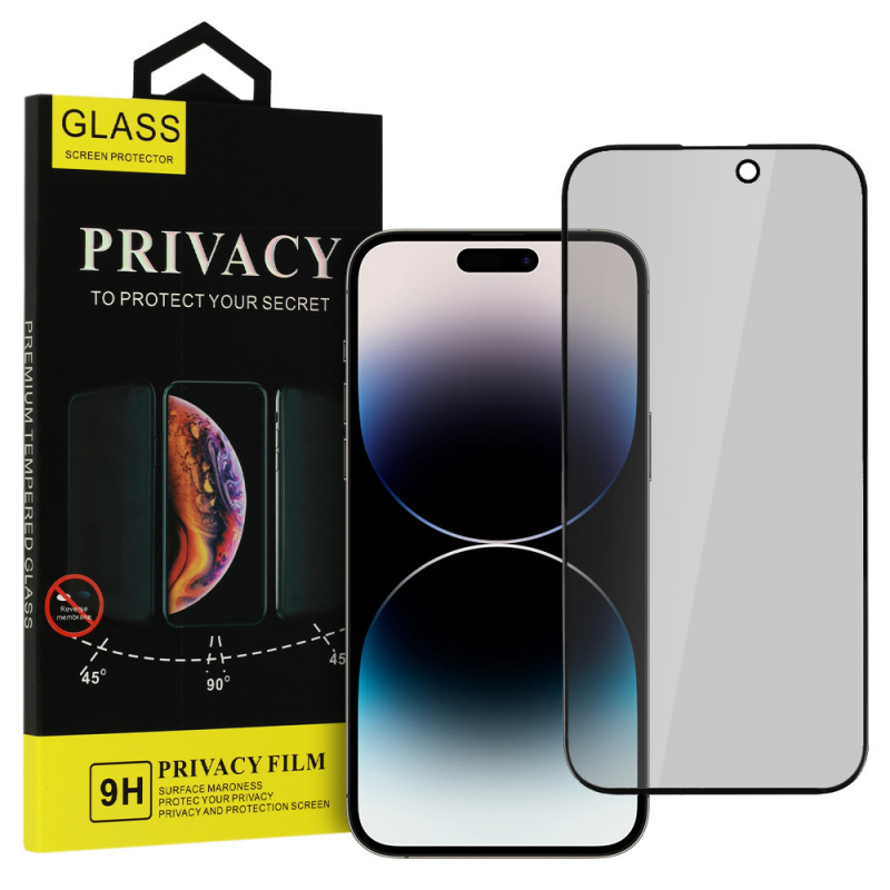 Folie de protectie Ecran Privacy OEM pentru Apple iPhone 16 Pro, Sticla Securizata, Full Glue 