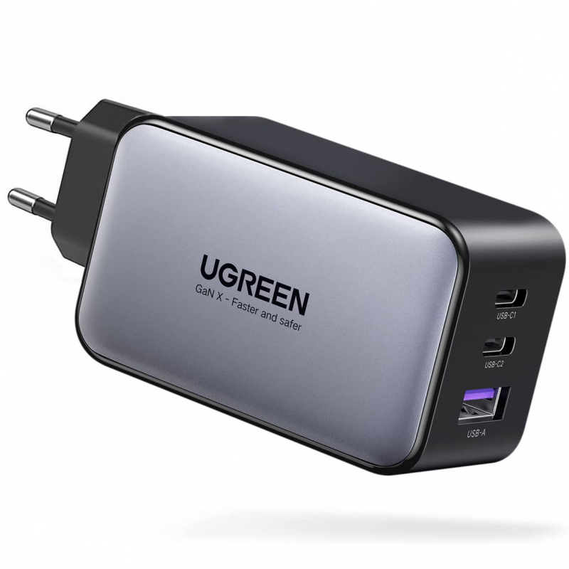 Incarcator Retea UGREEN CD244, 65W, 3A, 1 x USB-A - 2 x USB-C, Gri 