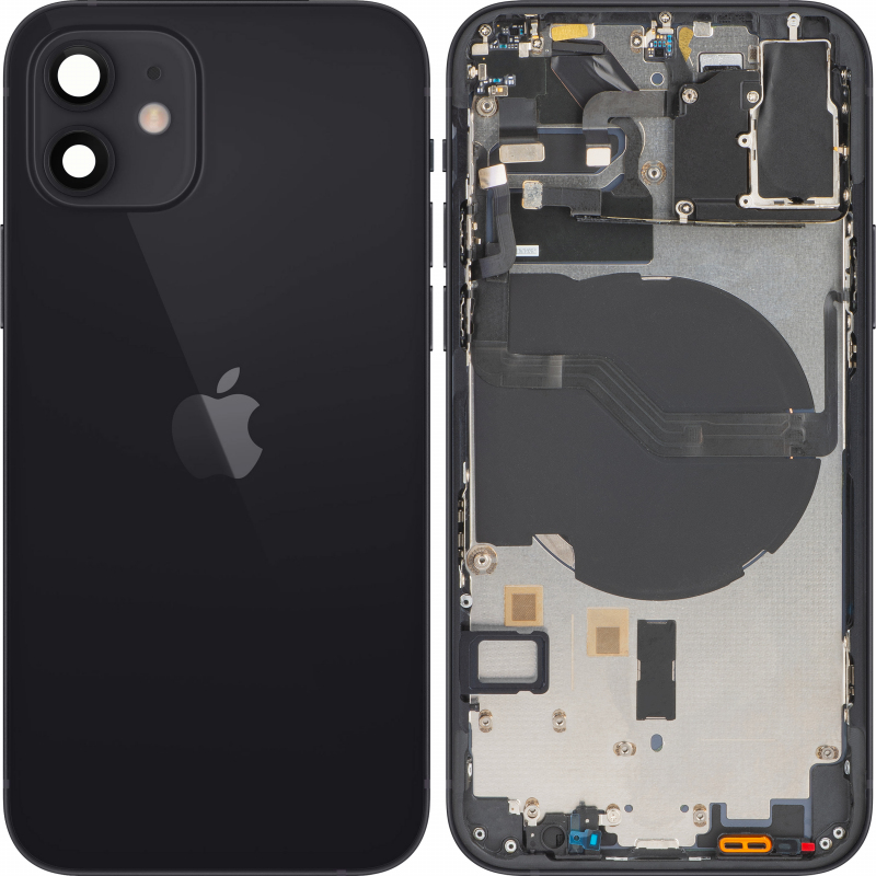 Capac Baterie Apple iPhone 12, Cu Carcasa Mijloc, Negru, Swap (Grad B)