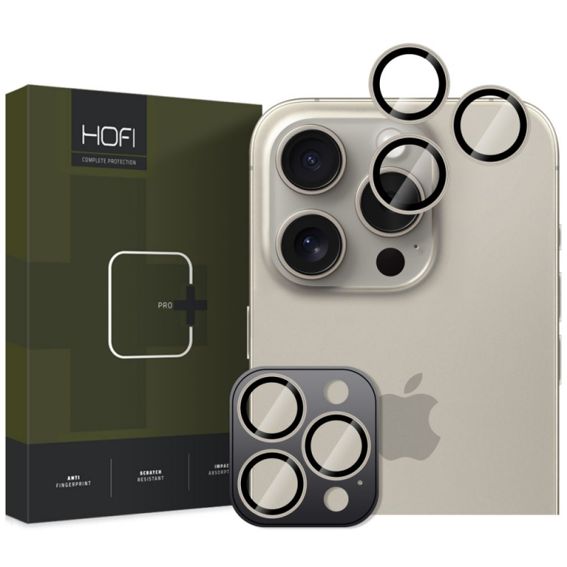 Folie de protectie Camera spate HOFI CamRing PRO+ pentru Apple iPhone 16 Pro Max / 16 Pro, Sticla Securizata, Gri 