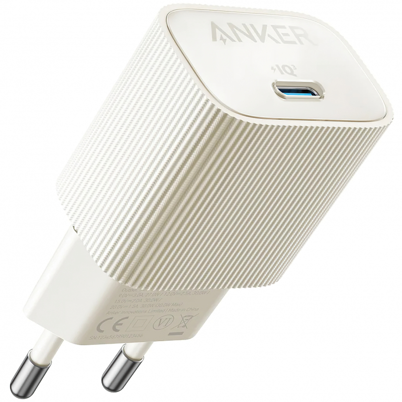 Incarcator Retea Anker 511 Nano 4, 30W, 3A, 1 x USB-C, Alb A2337G21 