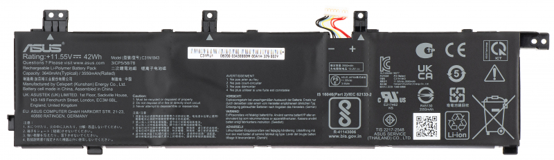 Acumulator Asus X532 BATT / COS POLY / C31N1843, 3640mAh, Service Pack 0B200-03430000