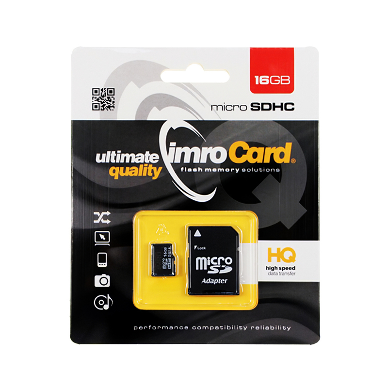 Card Memorie microSDHC Imro, 16Gb, Clasa 10 / UHS-1 U1, Cu Adaptor 