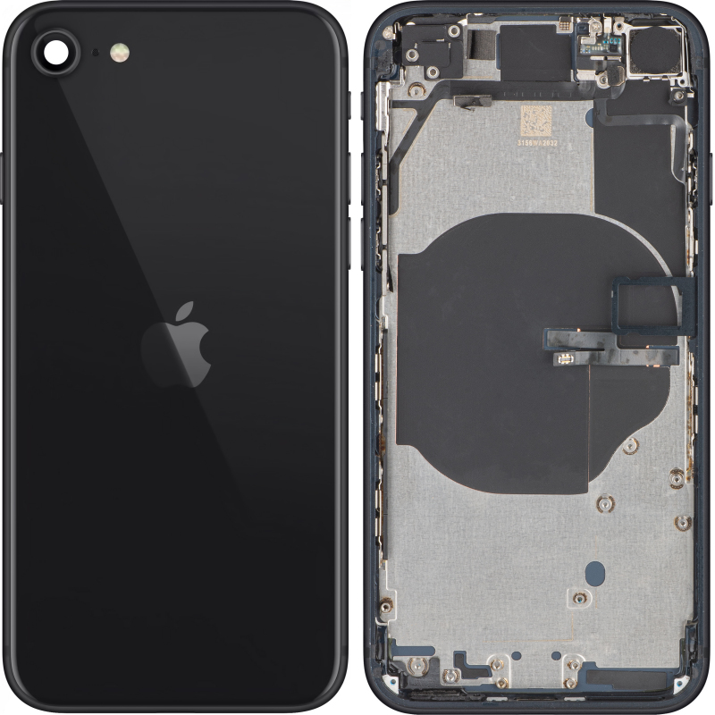 Capac Baterie Apple iPhone SE (2022), Cu Carcasa Mijloc, Negru (Midnight), Swap 