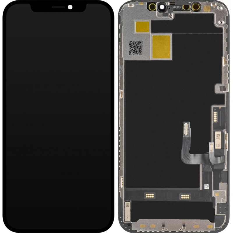 Display cu Touchscreen JK pentru Apple iPhone 12 / 12 Pro, cu Rama, Versiune OLED IC Movable, Negru