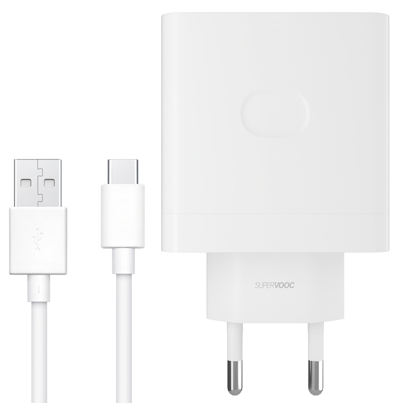 Incarcator Retea Cu Cablu USB-C Oppo, 67W, 6.1A, 1 x USB-A, Alb VCB7CAEH