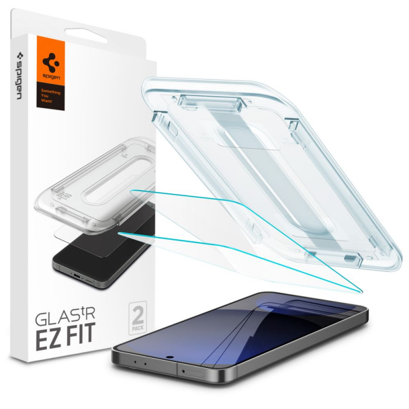 Folie de protectie Ecran Spigen EZ FIT pentru Samsung Galaxy S24 FE S721, Sticla Securizata, Full Glue, Set 2 bucati AGL08729 