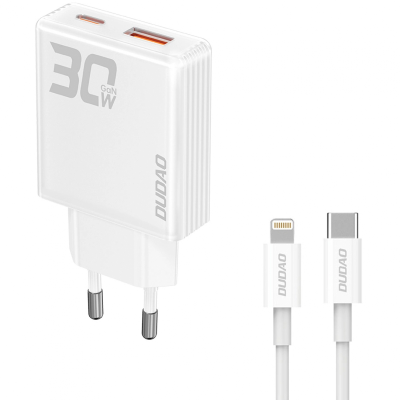 incarcator-retea-cu-cablu-lightning-dudao-a30eul-2C-30w-2C-3a-2C-1-x-usb-a---1-x-usb-c-2C-alb-