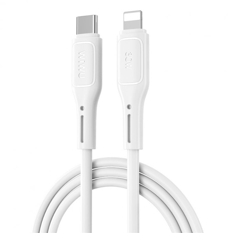 Cablu Date si Incarcare USB-C - Lightning WiWu Wi-C043E Starlink, 30W, 1m, Alb 