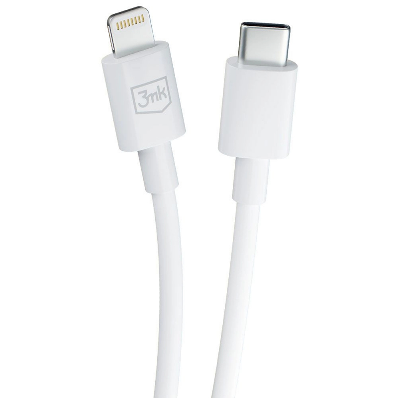 Cablu Date si Incarcare USB-C - Lightning 3MK Hyper, 20W, 1.2m, Alb 