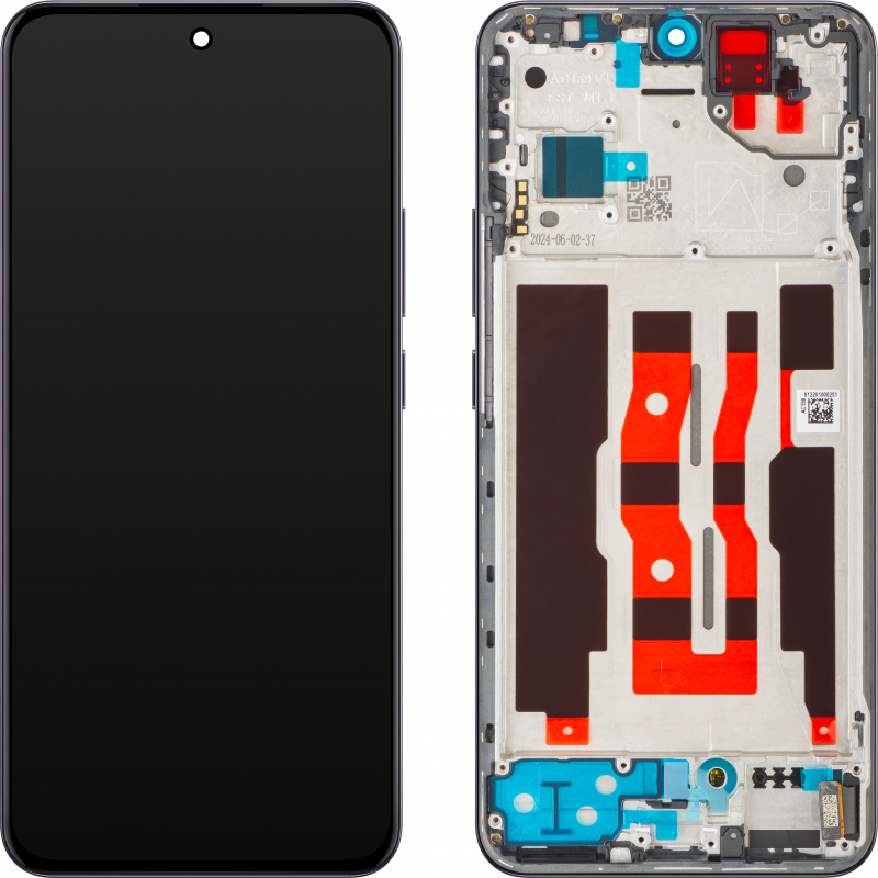 Oppo Reno12 Touchscreen Display, with Frame, Black (Matte Brown), Service Pack 621029000231 