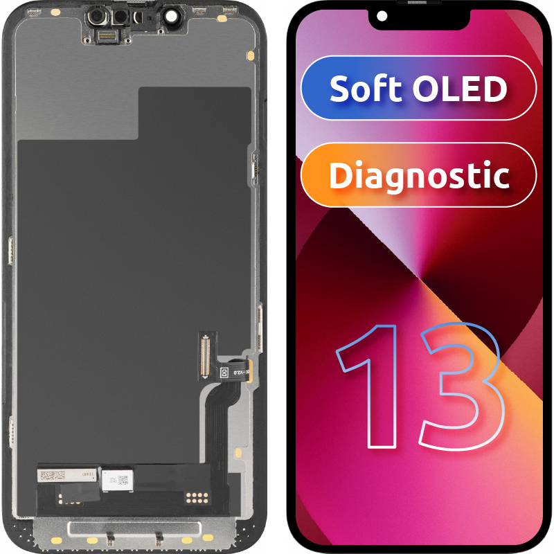 Display cu Touchscreen MP compatibil cu Apple iPhone 13, cu Rama, Versiune Soft OLED FHD Diagnostic, Negru Display cu Touchscreen MP compatibil cu Apple iPhone 13, cu Rama, Versiune Soft OLED FHD Diagnostic, Negru