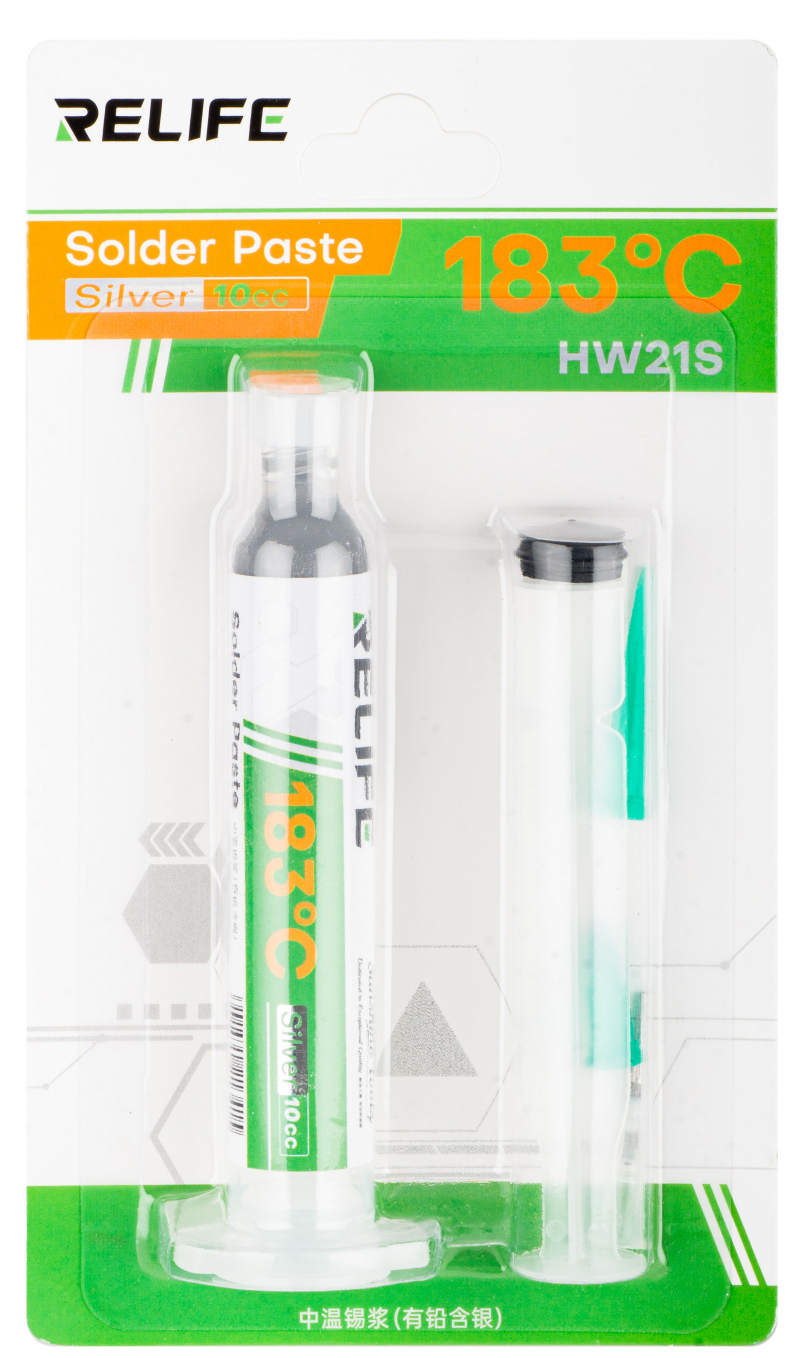 Relife HW21S Solder Paste, Syringe Type, Melting Point 183 Degrees