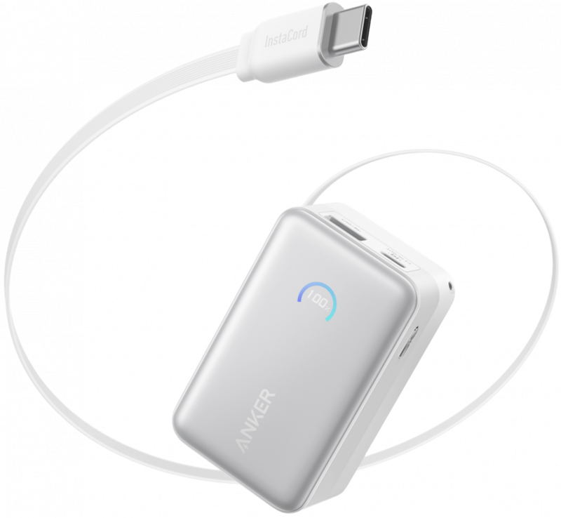Baterie Externa Anker Nano, 10000mAh, 45W, QC + PD, 1 x USB-A - 1 x USB-C, Alba A1638H21 