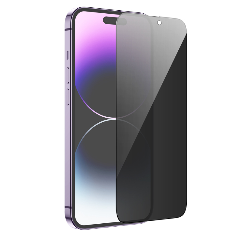 Folie de protectie Ecran Privacy HOCO G15 pentru Apple iPhone 14 Pro Max, Sticla Securizata, Full Glue, 5D 