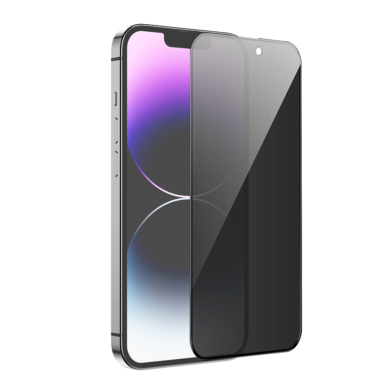 Folie de protectie Ecran Privacy HOCO G15 pentru Apple iPhone 16 Plus / 15 Plus, Sticla Securizata, Full Glue, 5D 