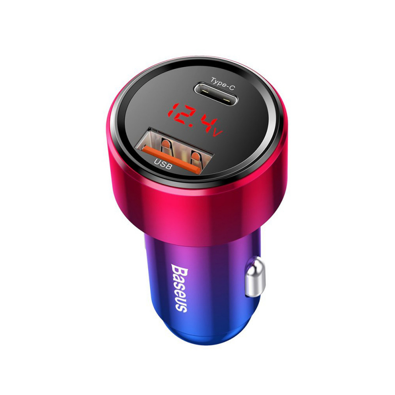 Incarcator Auto Baseus Magic Display Series, 45W, 5A, 1 x USB-A - 1 x USB-C, Multicolor CCMLC20C-09 