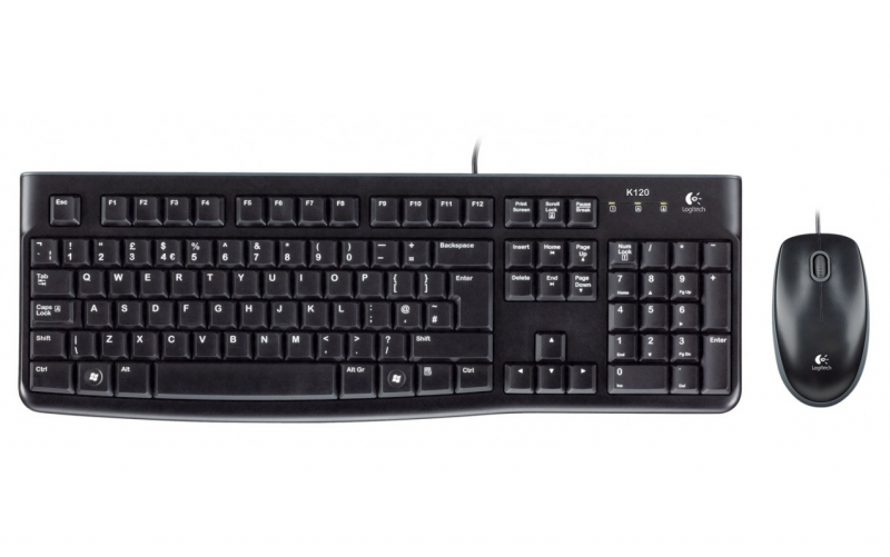 Kit Tastatura Mouse Wired USB Logitech MK120, Negru 